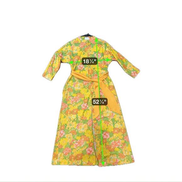 Vintage At Home Wear Van Raalte Sash Belt Floral Maxi Dress Size Medium Boho - Picture 7 of 9